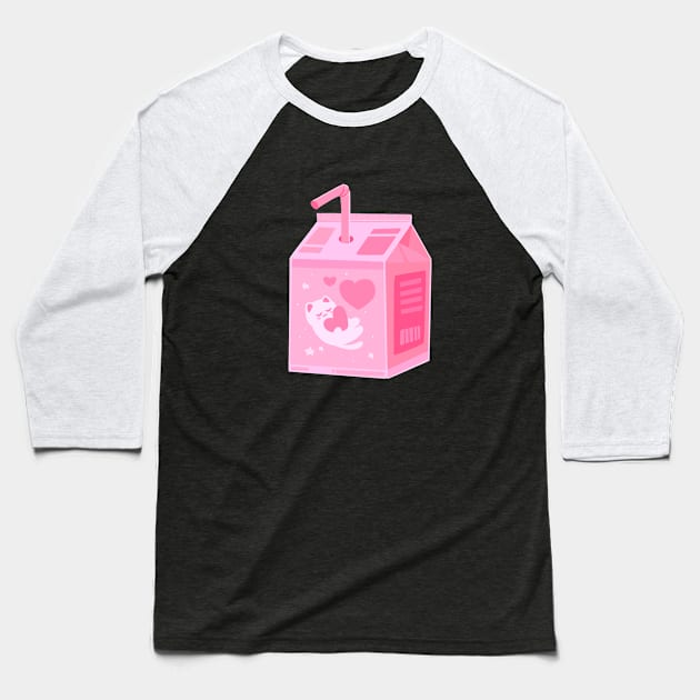 Heart Cat Milk Baseball T-Shirt by silly cattos